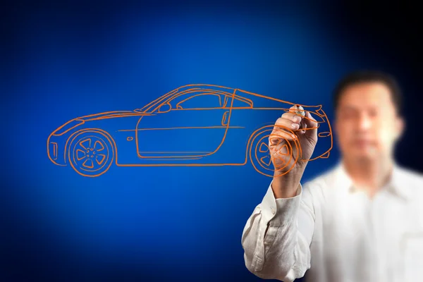 stock image Men drawing a car