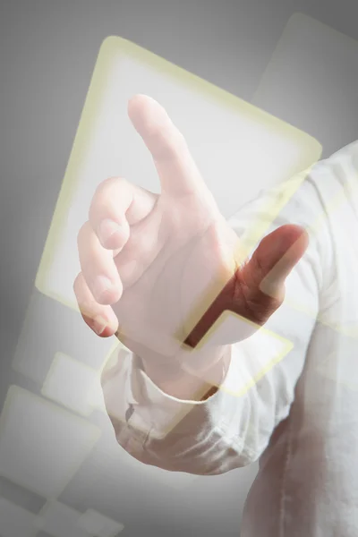 Hand touching screen interface — Stock Photo, Image
