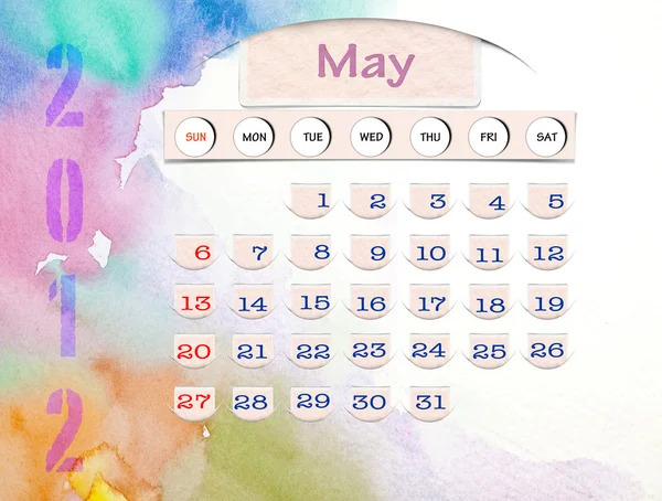 Kalender 2010, Mai auf Aquarell — Stockfoto