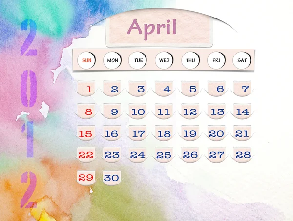 Kalender 2010, april på vatten färg — Stockfoto