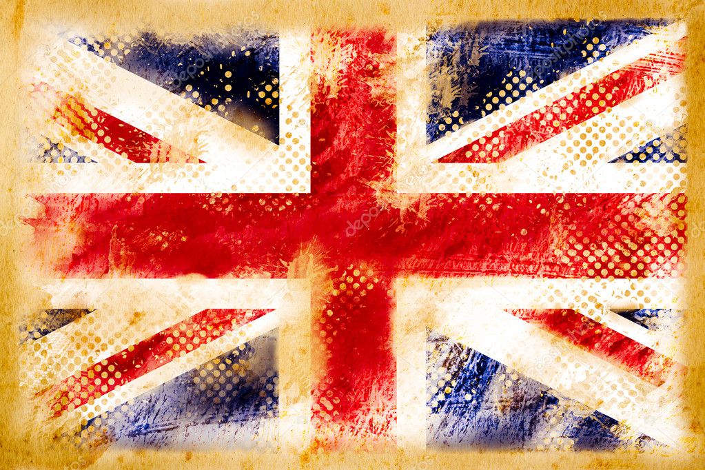 British flag grunge on old vintage paper