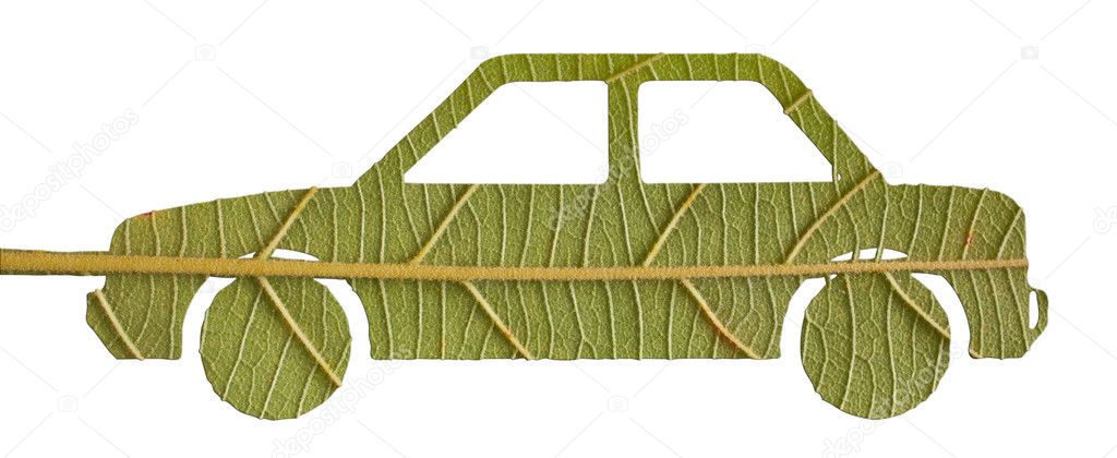 Green car from leave, eco concept