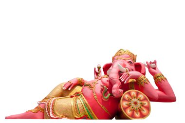 Isolated Pink ganecha statue in relaxing at Wat Samarn, Chachoen clipart