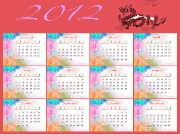 Kalendář 2010, leden na barvu vody — Stock fotografie