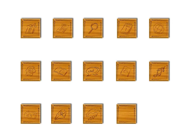 Деревянные иконки приложений для веб-приложений и приложений на современном touc — стоковое фото