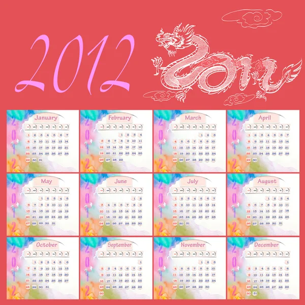 Kalender 2010, januari på vatten färg — Stockfoto
