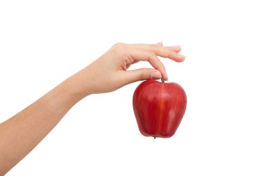 Isolated: hand pick up apple clipart