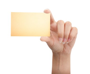 İzole: kartı boş beyaz kağıt üzerinde el ile