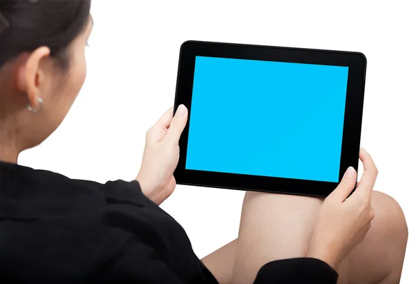 Žena držící Pc Touchpad (Tablet Pc) — Stock fotografie
