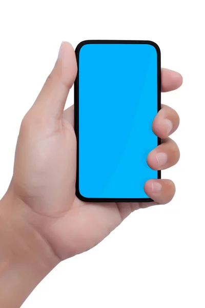 Ręka trzyma inteligentny telefon (telefon komórkowy) — Zdjęcie stockowe