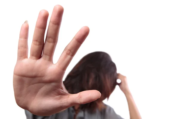 Abstrakt för att stoppa tecken med män hand — Stockfoto