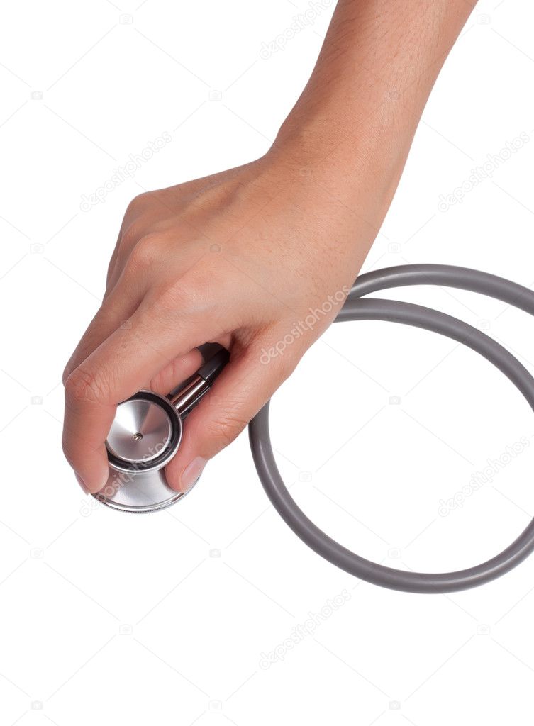 Female hand holding stethoscope, health care concept