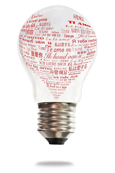 Lamp met internationale liefde woorden — Stockfoto
