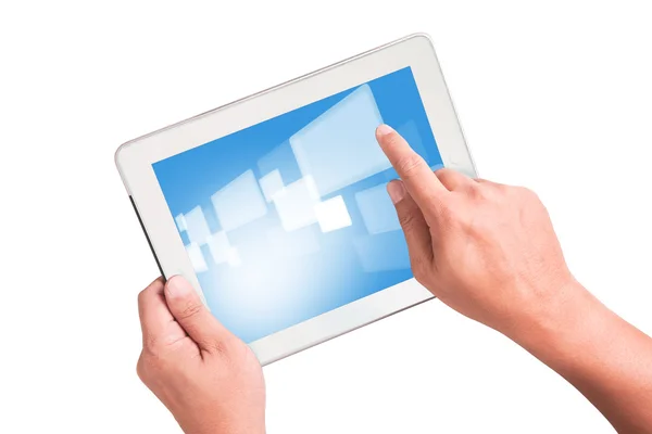 Isolated a male hand holding a touchpad pc — Stock Photo, Image