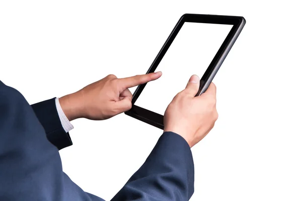 Zakenman aanraken van tablet pc, nieuwe technologie — Stockfoto