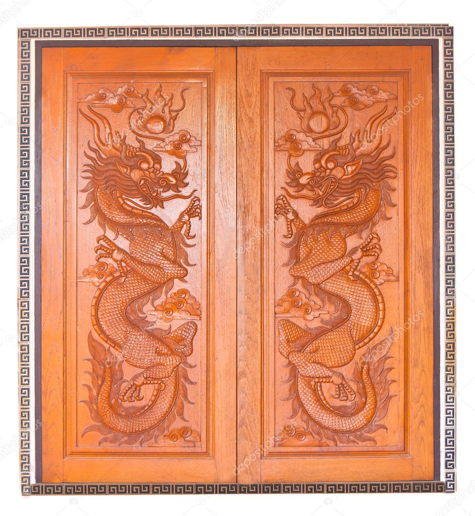 Chinese dragon wooden door