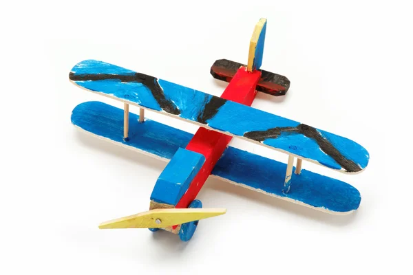 Дитяча творчість. Ручна дерев'яна модель літака . — стокове фото