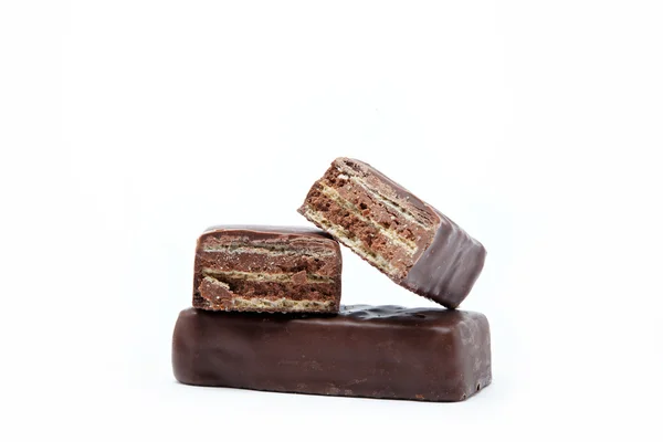 Cialde in cioccolato isolate su fondo bianco — Foto Stock