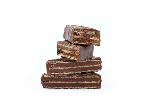 Obleas en chocolate aisladas sobre fondo blanco — Foto de Stock