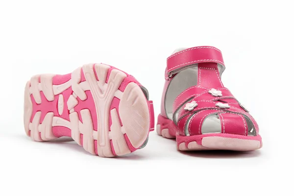 粉红色的童鞋，白色孤立 — 图库照片