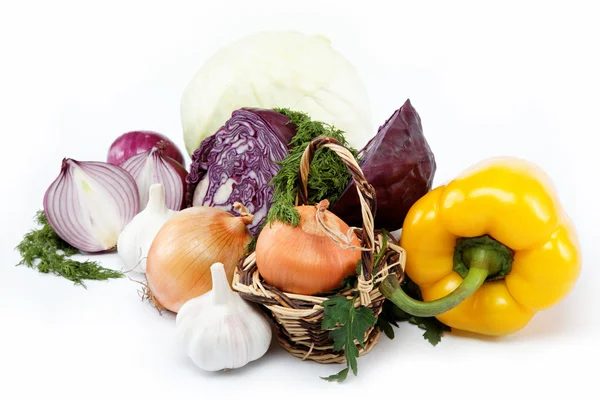 Cibo sano. Verdure fresche su fondo bianco . — Foto Stock