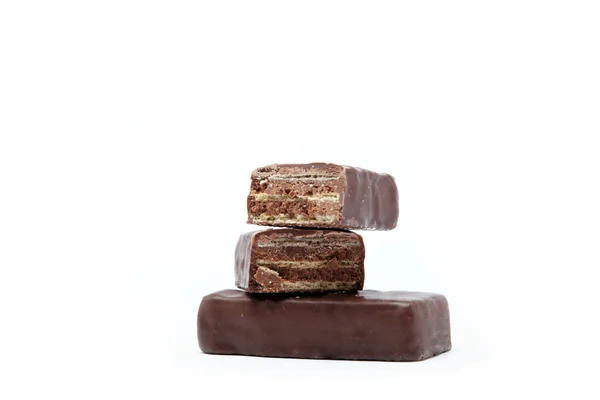 Cialde in cioccolato isolate su fondo bianco — Foto Stock