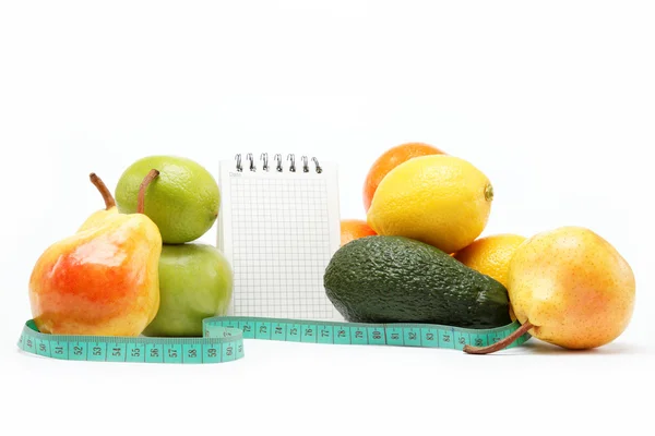 Natural products. Diet. Fresh fruit on a white background. — Stock Photo, Image