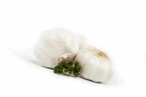 Lampadina di aglio isolata su bianco . — Foto Stock