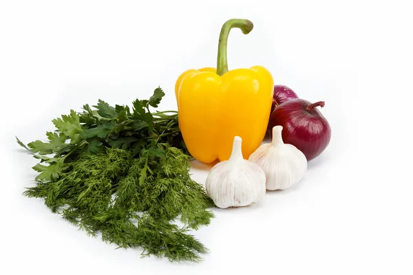 Egészséges étel. friss zöldségek, fehér alapon. — Stock Fotó