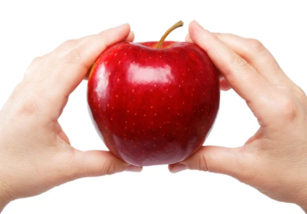 ताजे सफरचंद सुंदर महिला हात, पांढरा वर वेगळे . — स्टॉक फोटो, इमेज