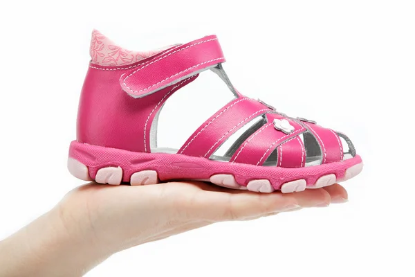 白底粉红儿童凉鞋孤立 — 图库照片