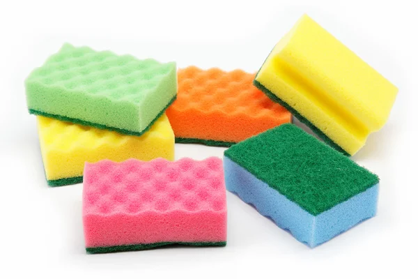 Cleaning sponges on a white background. — Stock Photo, Image