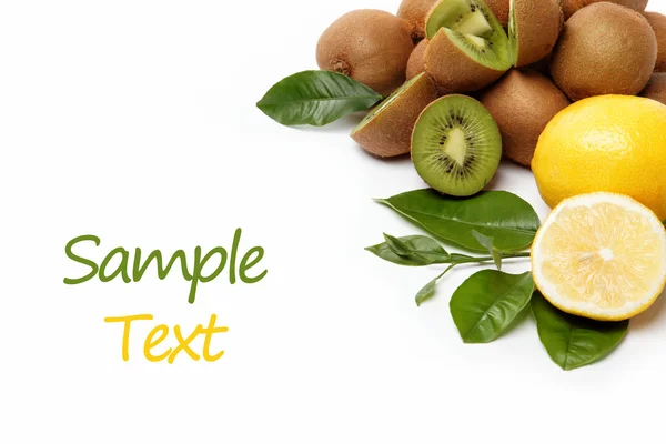 Fresh fruit. Kiwi and lemon isolated on a white background. — Stock Photo, Image