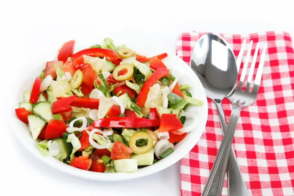 Healthy food. Fresh vegetable salad on a white background. — Stock Photo, Image