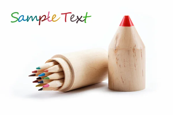 Primer plano de lápices de color con diferente color sobre fondo blanco — Foto de Stock
