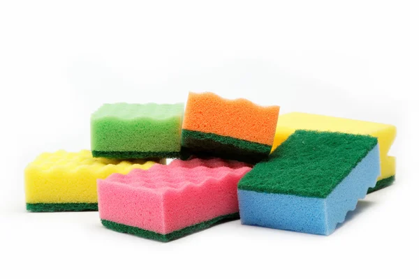 Cleaning sponges on a white background. — Stock Photo, Image
