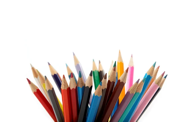 Színes ceruzák elszigetelt fehér háttér — Stock Fotó