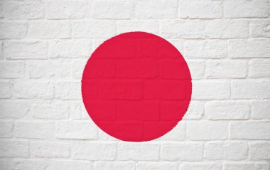 tuğla duvar üzerine Japonya bayrağı