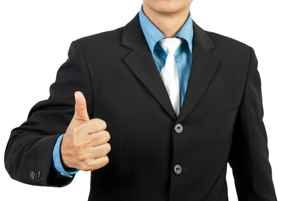 Businessman giving you thumbs up on white background — Stock Photo, Image