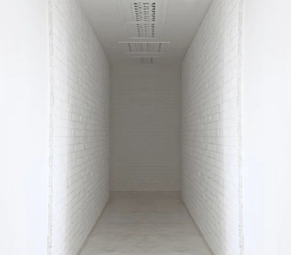 Parede de tijolo branco e andar maneira — Fotografia de Stock