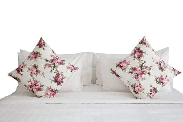 Beyaz yatak ve yastık — Stok fotoğraf
