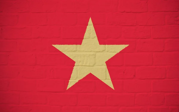 Drapeau du Vietnam sur le mur de briques — Photo