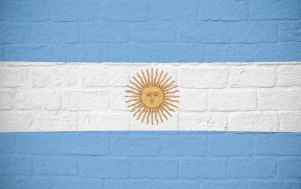 Σημαία της Αργεντινής σε τοίχο από τούβλα — Φωτογραφία Αρχείου