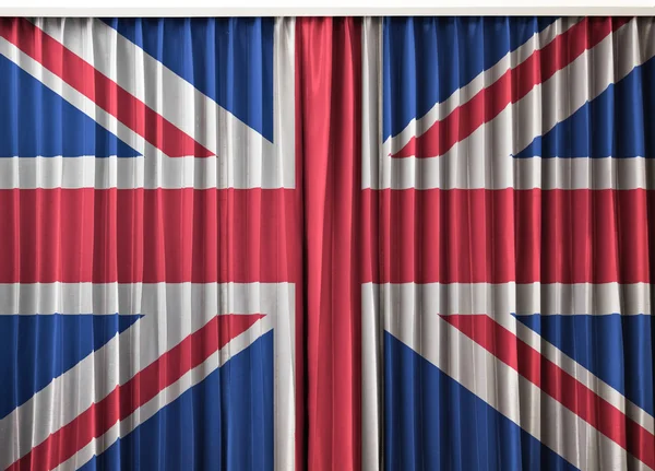 Bandeira do Reino Unido na cortina — Fotografia de Stock