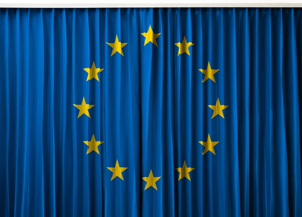 De vlag van de Europese Unie op gordijn — Stockfoto