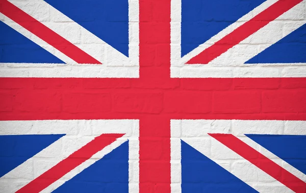 Vlajka Spojeného království na cihlovou zeď — Stock fotografie