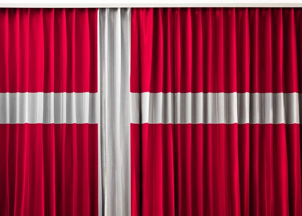 Danimarka bayrağı perde — Stok fotoğraf