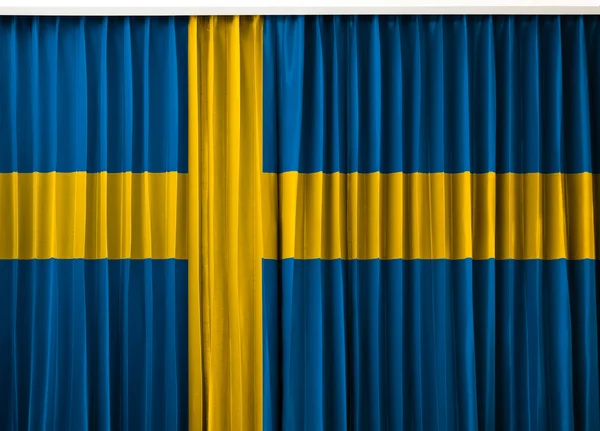 İsveç bayrağı perde — Stok fotoğraf