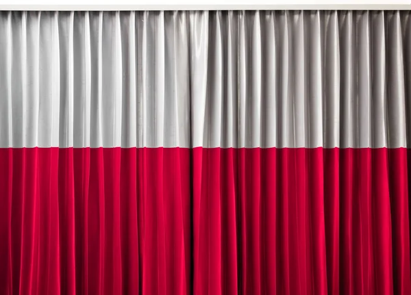 Lengyel zászló, függöny — Stock Fotó