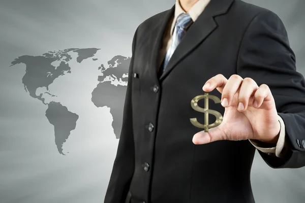 Dollar symbol in businessman hand — Stock Photo, Image